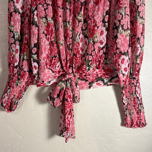 Bardot Remi Floral Long Sleeve Georgette Blouse in the pink gardenia pattern - Picture 7 of 8